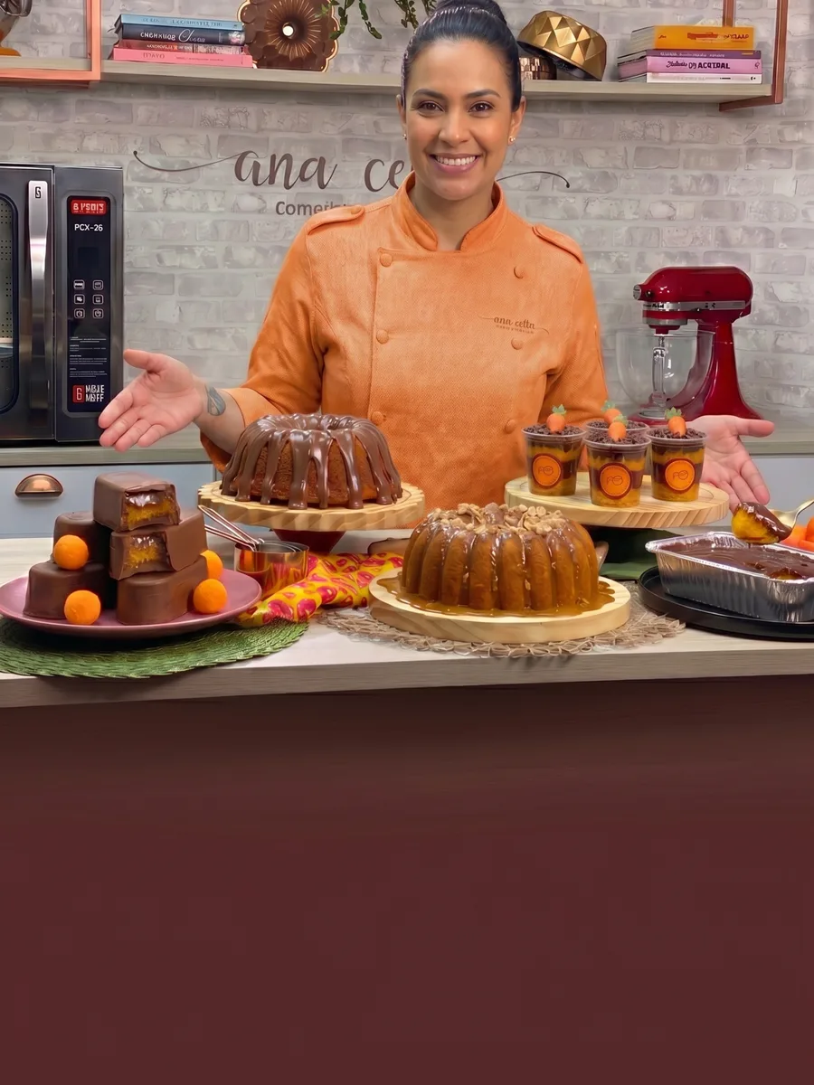 Ana Cellis, repostera profesional, presentando productos de repostería a base de zanahoria